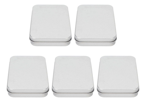 Caja De Hojalata Rectangular Con Tapa - 5 Piezas De Contened