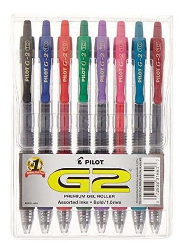 Pluma Retráctil Pilot G-2 Gel, 8 Unidades.