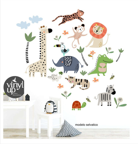 Vinilos Infantiles Arbol Tucan Peresozo Selva Animale 130x70