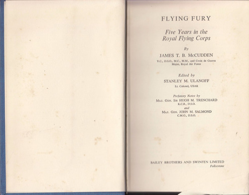 Aviacion Real Inglesa Hasta 1918 Flying Fury Mccudden Escaso