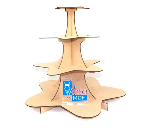 Imagen 6 de 6 de Base Estrella De 4 Pisos Para Cupcakes Muffins En Mdf