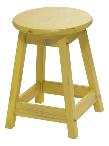 Taburete De Madera Tramontina Bajo Modelo Rústico Amarillo T