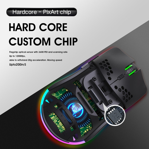 Ratón Inalámbrico Para Juegos Hxsj T66 Rgb 2.4g Con Iluminac