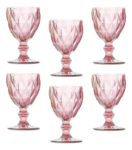 JOGO TAçAS ÁGUA VINHO VIDRO DIAMANTE LILáS 260ML CLASS HOME