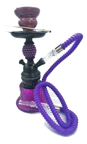 Hookah Shisha 27cm Morado De Vidrio 1 Manguera Narguile