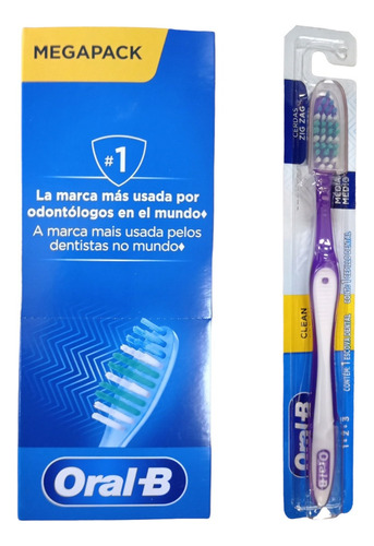 Mega Pack 12 Cepillo Dental Oral-b 123 Con Tapa Talla Median