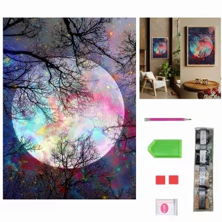 Cuadro Decorativo Con Luna 5d Diamond Painting Sala