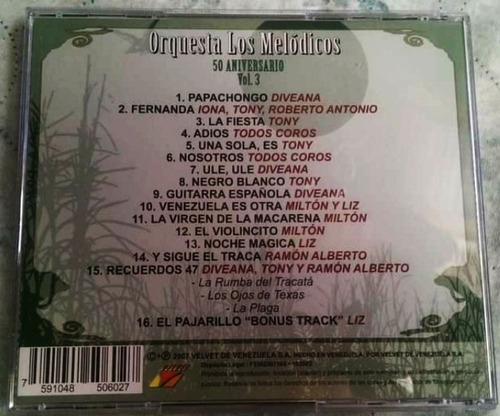 Cd De La Orquesta Los Melódicos, Vol. 3 # 50 Aniversario