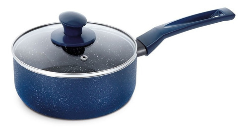 Imagen 3 de 10 de Batería De Cocina 7 Pzs Antiadherente Granito Navy Ilko