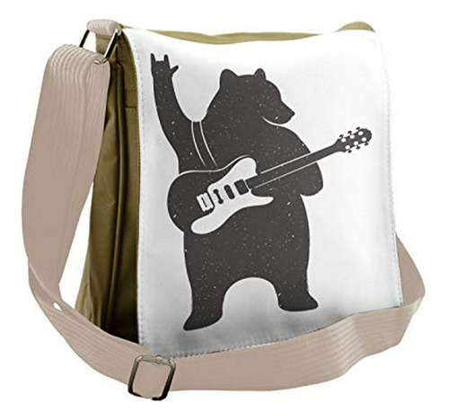 Bolso De Mensajero - Ambesonne Bear Bag, Music Guitar Rock '