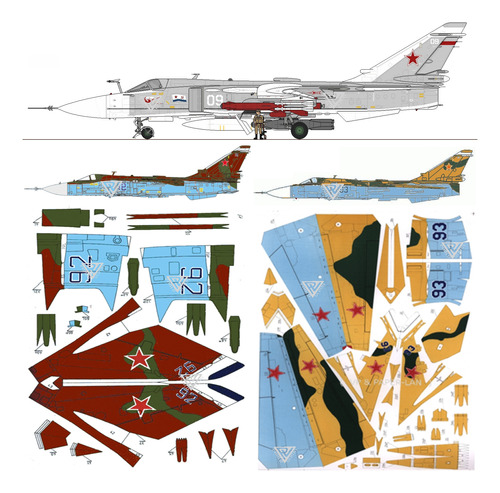 Sukhoi Su-24 (x5) Escala 1:33 - Papercraft (envio X Mail)