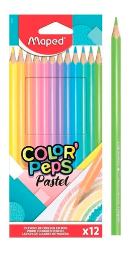 Lápices Pastel Maped Color Peps Largos 12 Colores Canalejas