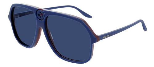 Gucci Gg0734s 002 Square Aviator Azul Naranja