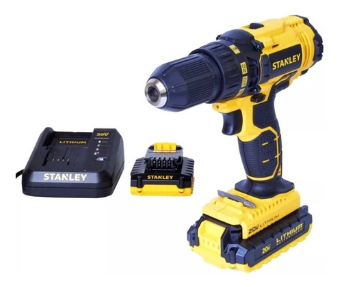 Taladro atornillador inalámbrico de 13mm Stanley SCD20C2 20V + accesorios con caja de cartón 220V 50Hz