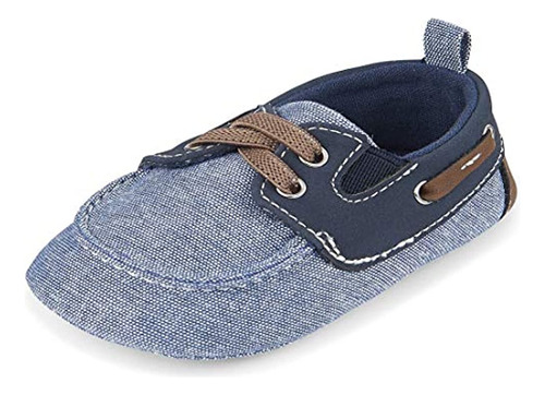 The Children's Place Baby Boys Chambray Boat Shoes, Navy, 4 