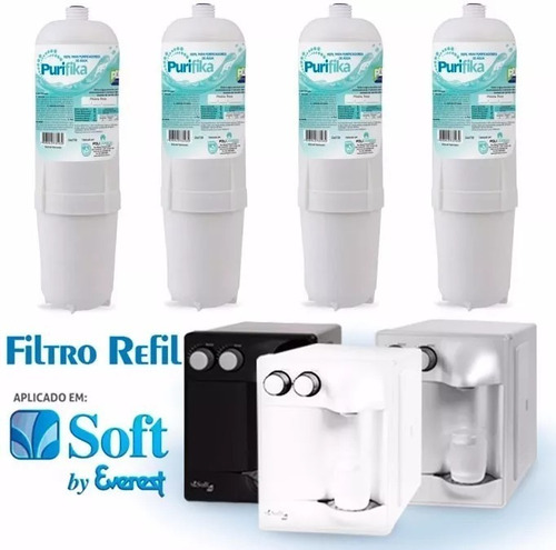 Imagem 2 de 5 de Kit 4 Filtros Refil Purificador De Agua Soft Everest