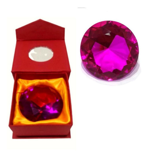 Pedra Do Poder Diamante Peso De Papel Vidro Jóia - Pink