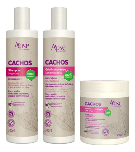 Apse Cachos Shampoo E Gelatina E Ativador