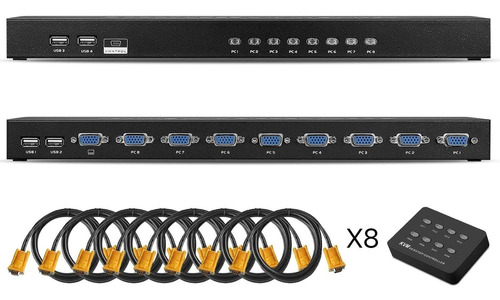 Switcher Kvm Usb 2.0 Vga 8 Puertos + Cables