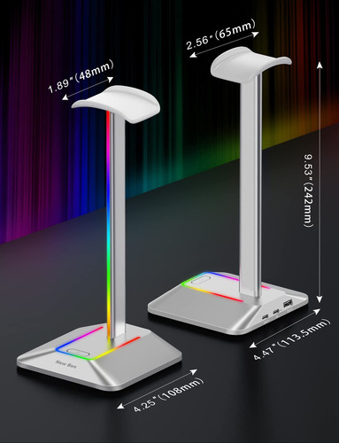 Soporte Plata Para Auriculares Rgb 1 Puerto De Carga Usb C