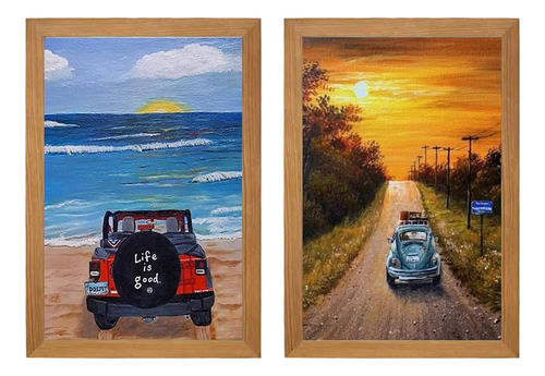 2 Set Pintura De Diamantes Coche, Campo, Carretera, Playa