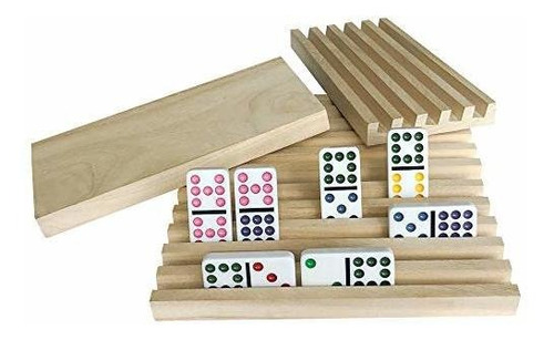 Yuanhe Juego De 4 Bandejas De Madera Maciza Domino, Domino A