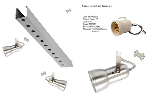 Kit 12 Spot Trilho Perfilado Eletrocalha Par20 Bulbo Led D2