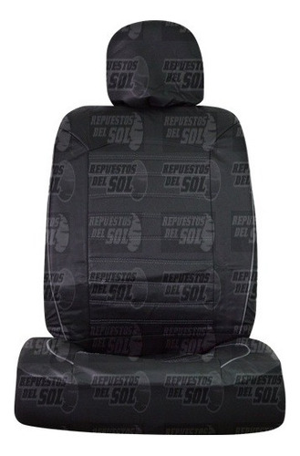 Funda Asiento Cuerina Negro/lineas Gris