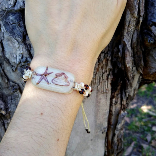 Imagen 5 de 8 de Pulsera Tejida Chaquiron Estrella Arena
