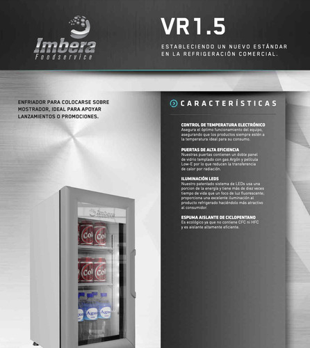 Refrigerador Comercial Vertical Imbera Vr-1.5 Ft3 Reyfri