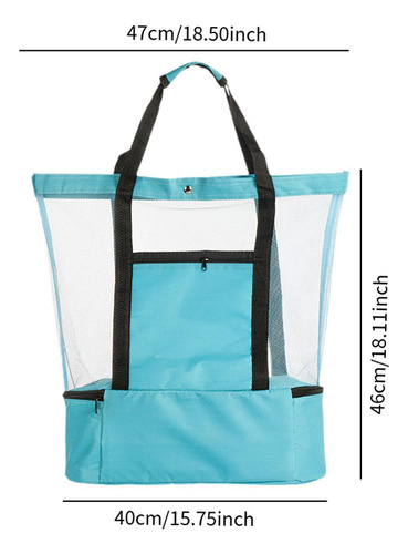 Mesh Beach Tote Bag Mujeres Con Mango Para Bocadillos Verde