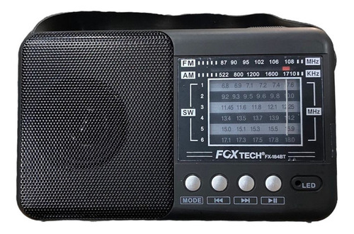 Radio Am/fm/usb/bt/ Fox Tech Fx-184bt Bateria De 1200 Mah