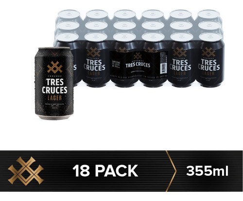 Cerveza Tres Cruces Pack 18 Lata De 355 Ml C/u