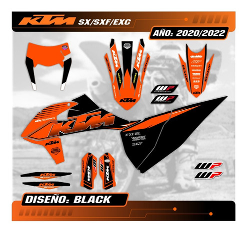 Kit Calcos - Gráfica Ktm Sx/sxf/exc 2019-2022 - Grueso Mate