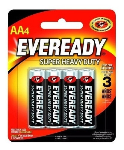 Pack 10 Pilas Eveready Aa X 4u En Blister Zinc Carbón (40u)