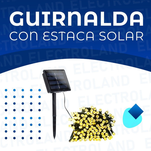 Guirnalda Luz Led Cálidas Efectos Solar Estaca Navidad 100l