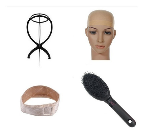 Kit Hair Grip + Suporte + Escova + Wig Cap Para Peruca Front