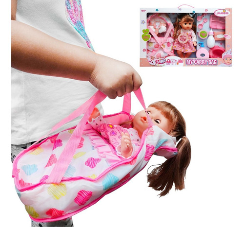 Muñeca Bebé De Plástico My Carry Bag Lunabebe Niñas Juguete