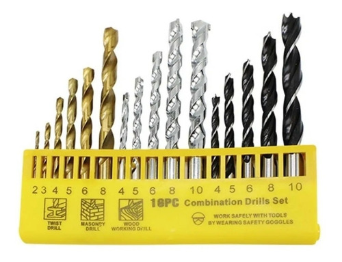 Juego Set De Brocas Para Metal Concreto Madera 16 Piezas