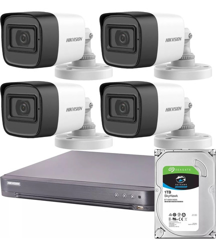 Kit Seguridad Hikvision Dvr 8 +1tb + 4 Camaras 2mp Ip66 Ext