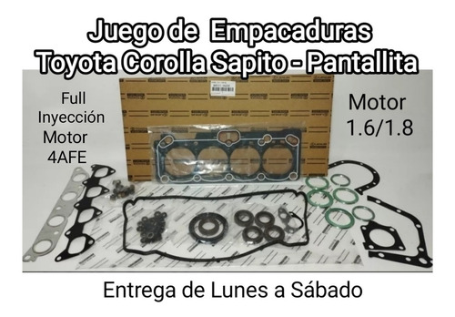 Juego Empacaduras Toyota Corolla Sapito/pantallita 1.6/1.8