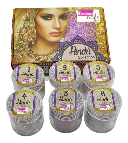 Gama 6 Acrílicos, A , Uñas Esculturales Fantasy Nails Color Hindu