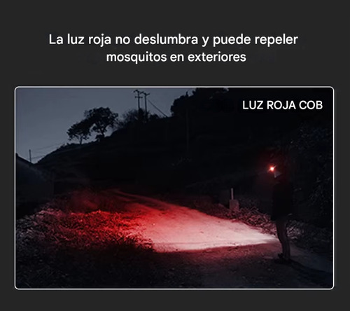 Lampara Linterna Frontal Potente Cob Recargable Luz Cabeza