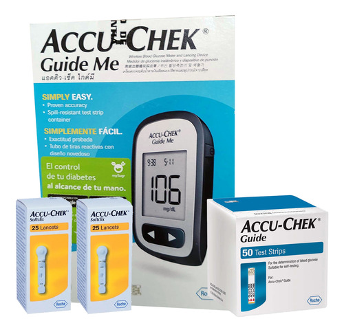 Glucometro Medidor Accuchek Guide + 50 Tiras + 60 Lancetas