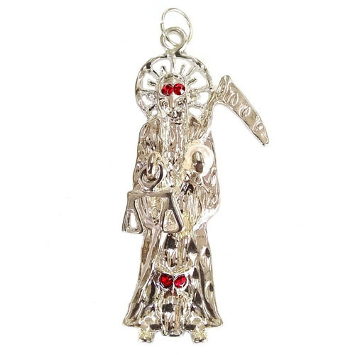 Dije En 7 Metales De La Santa Muerte Con Baño De Plata