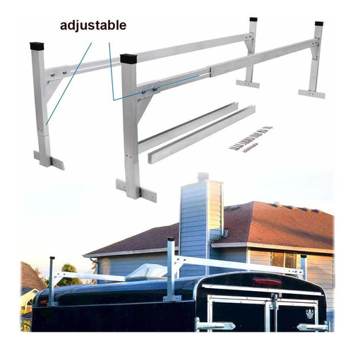 Lonwin Escalera Ajustable De Aluminio Para Remolques Cerrado