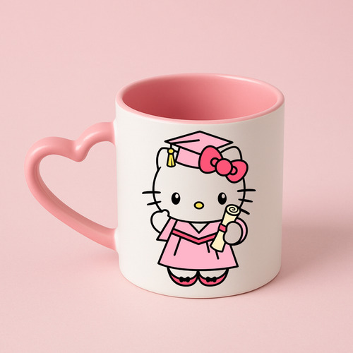 Taza Cerámica Asa De Corazón Graduación Hello Kitty 320 Ml Hello Kitty 1