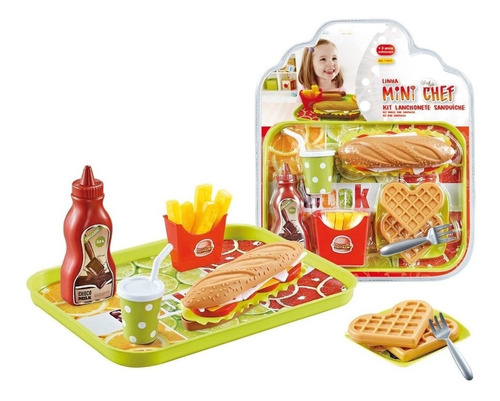 Mini Kit Lanchonete Sanduiche Brinquedo Infantil + Brinde 