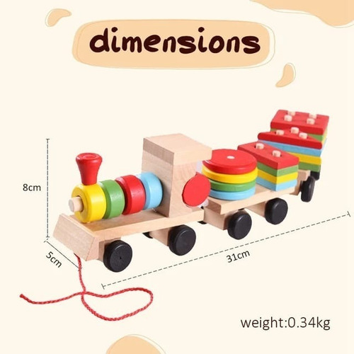 Imagen 5 de 5 de Tren Didáctico Arrastre Madera Montessori Niños
