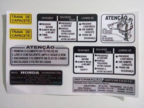  Adesivo Etiqueta Advertencia Trava Capacete Honda Cb 125 K5